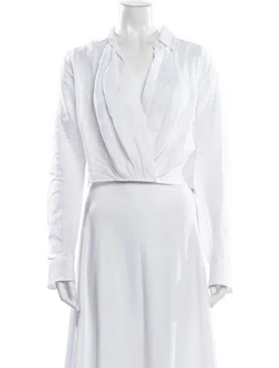 Pre-owned Marissa Webb Linen Long Sleeve Blouse In White