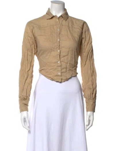 Pre-owned Marissa Webb Linen Long Sleeve Button-up Top In Neutral