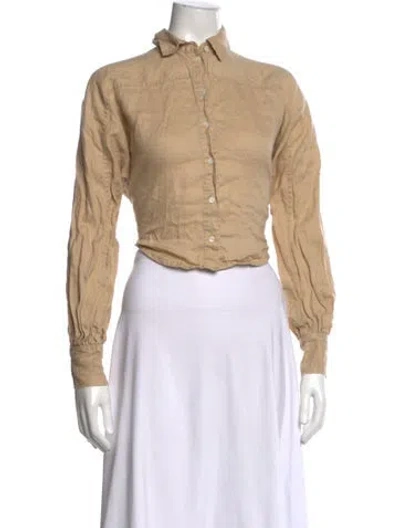 Pre-owned Marissa Webb Linen Long Sleeve Button-up Top In Neutrals
