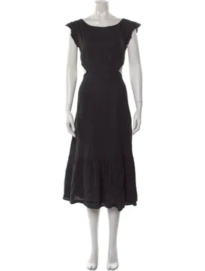 Pre-owned Marissa Webb Linen Midi Length Dress In Black