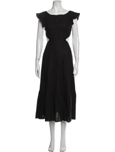 Pre-owned Marissa Webb Linen Midi Length Dress In Black