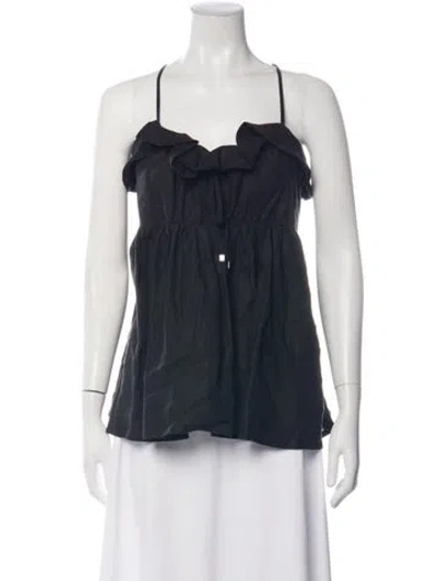 Pre-owned Marissa Webb Linen Scoop Neck Top In Black