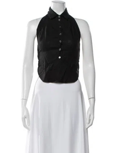 Pre-owned Marissa Webb Linen Sleeveless Button-up Top In Black