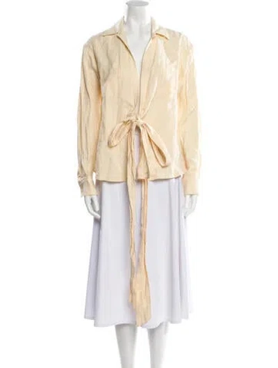 Pre-owned Marissa Webb Linen V-neck Blouse W/ Tags In Orange