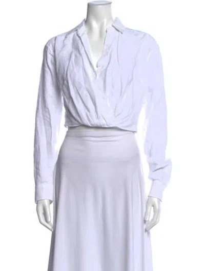 Pre-owned Marissa Webb Linen V-neck Blouse In White