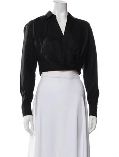 Pre-owned Marissa Webb Linen V-neck Crop Top In Blue