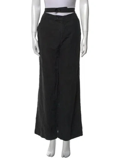 Pre-owned Marissa Webb Linen Wide Leg Pants In Black