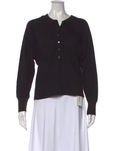 Pre-owned Marissa Webb Long Sleeve Button-up Top In Black