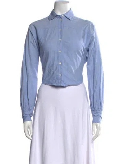 Pre-owned Marissa Webb Long Sleeve Button-up Top In Blue