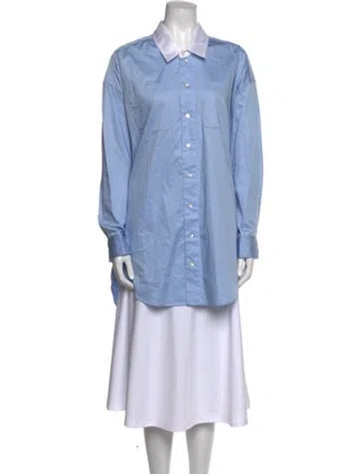 Pre-owned Marissa Webb Long Sleeve Button-up Top W/ Tags In Blue