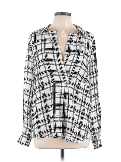 Pre-owned Marissa Webb Long Sleeve Silk Top White Plunge Neckline Tops