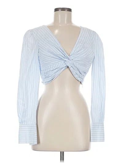 Pre-owned Marissa Webb Long Sleeve Top Blue Plunge Neckline Tops
