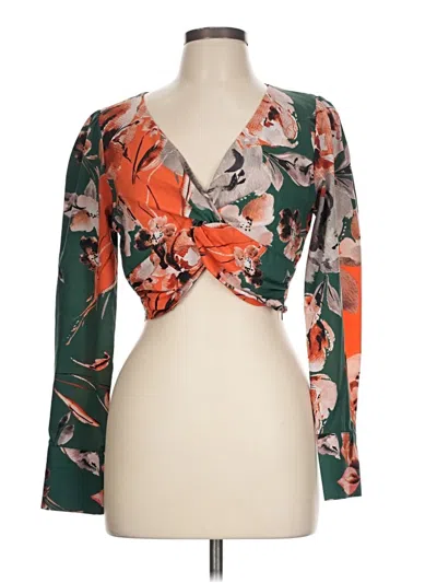 Pre-owned Marissa Webb Long Sleeve Top Green Plunge Neckline Tops