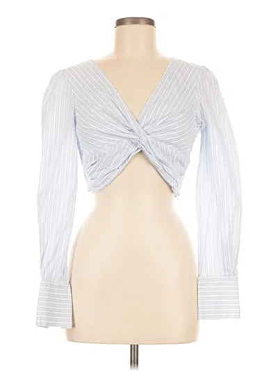 Pre-owned Marissa Webb Long Sleeve Top Silver Plunge Neckline Tops