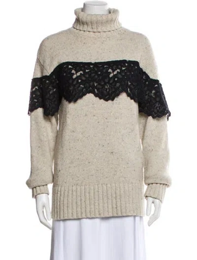 Pre-owned Marissa Webb Merino Wool Colorblock Pattern Sweater In Neutral