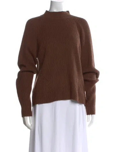 Pre-owned Marissa Webb Merino Wool Mock Neck Sweater In Brown
