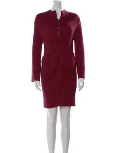 Pre-owned Marissa Webb Mock Neck Knee-length Dress In Burgundy