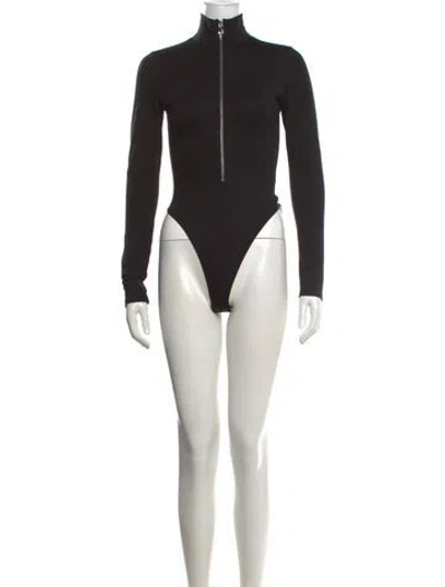 Pre-owned Marissa Webb Mock Neck Long Sleeve Bodysuit In Black
