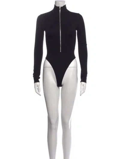 Pre-owned Marissa Webb Mock Neck Long Sleeve Bodysuit In Black