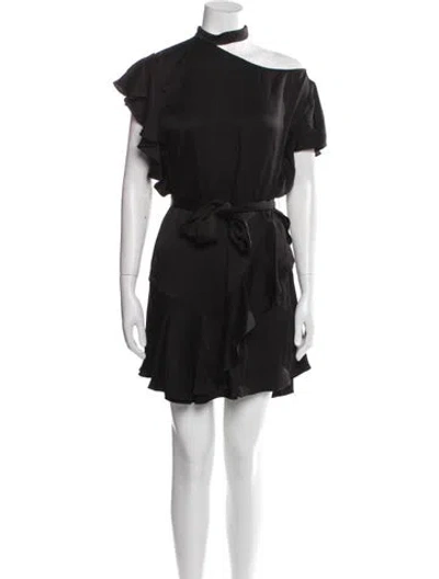 Pre-owned Marissa Webb Mock Neck Mini Dress In Black