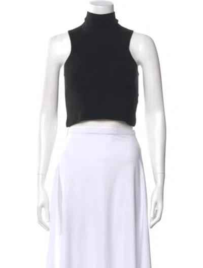 Pre-owned Marissa Webb Mock Neck Sleeveless Crop Top In Black