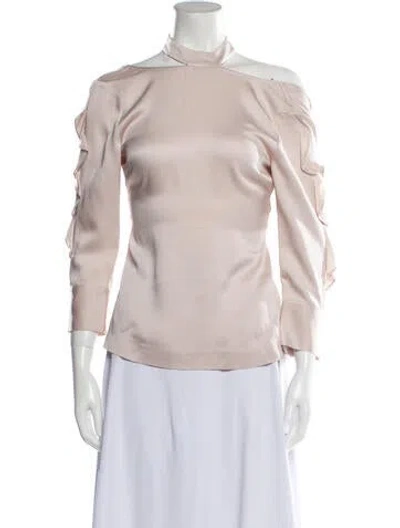 Pre-owned Marissa Webb Mock Neck Three-quarter Sleeve Blouse In Neutral