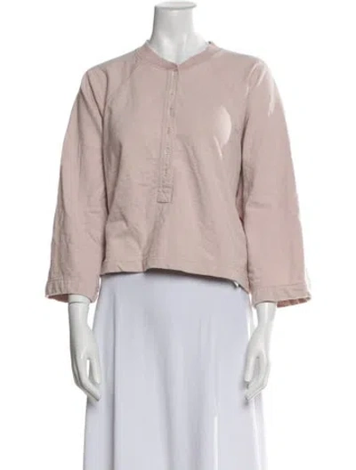 Pre-owned Marissa Webb Mock Neck Three-quarter Sleeve Crop Top In Pink