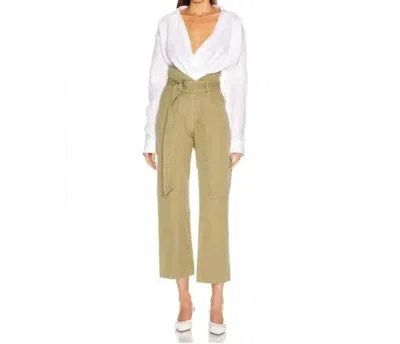 Marissa Webb Nwt Matravis Heavy Canvas Pant In Khaki Green In Yellow