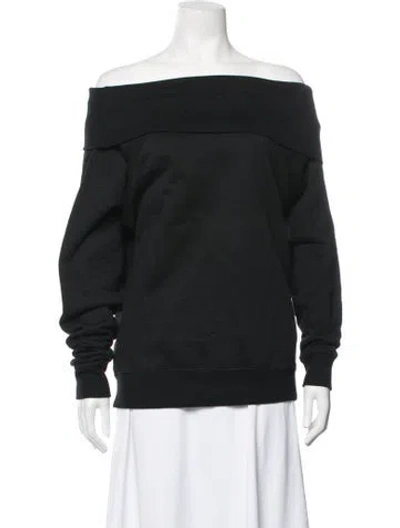 Pre-owned Marissa Webb Off-the-shoulder Long Sleeve Sweatshirt In Black