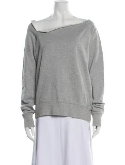 Pre-owned Marissa Webb Off-the-shoulder Long Sleeve Sweatshirt In Gray