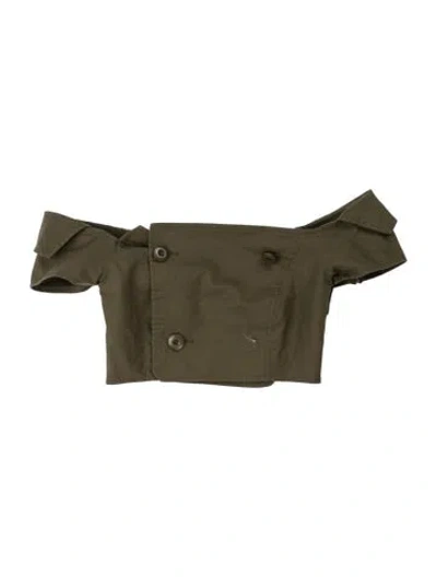 Pre-owned Marissa Webb Off-the-shoulder Short Sleeve Top In Green