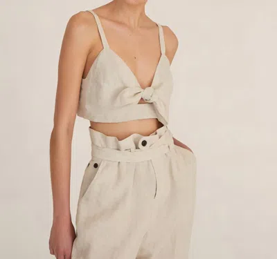 Marissa Webb Paloma Linen Tie Front Top In Flax In Multi