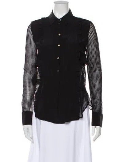 Pre-owned Marissa Webb Patterned Long Sleeve Blouse In Black