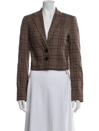 Pre-owned Marissa Webb Plaid Print Blazer In Brown
