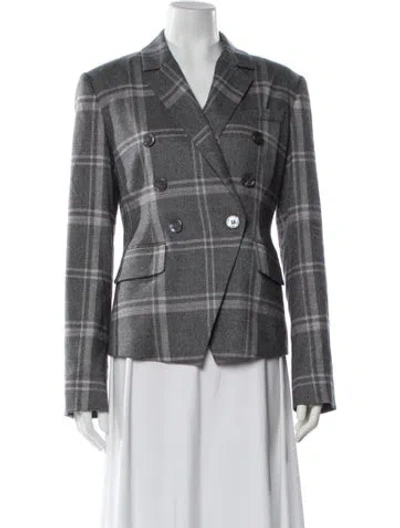 Pre-owned Marissa Webb Plaid Print Blazer In Gray