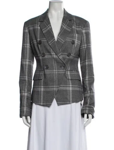 Pre-owned Marissa Webb Plaid Print Blazer In Grey