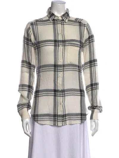 Pre-owned Marissa Webb Plaid Print Long Sleeve Button-up Top In Multi