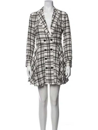 Pre-owned Marissa Webb Plaid Print Mini Dress In White