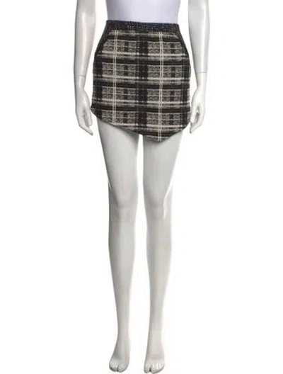 Pre-owned Marissa Webb Plaid Print Mini Skirt In Black