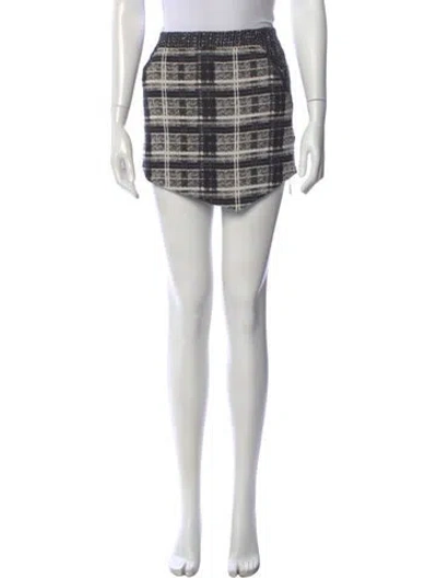 Pre-owned Marissa Webb Plaid Print Mini Skirt In Black