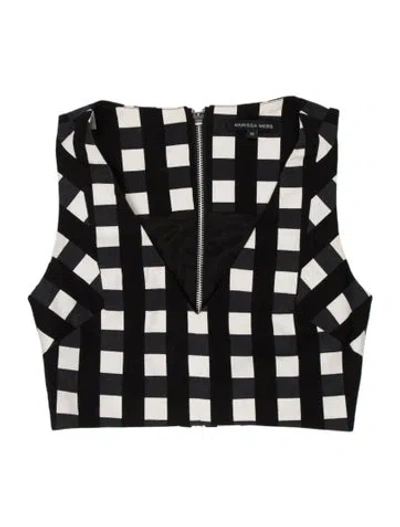 Pre-owned Marissa Webb Plaid Print Strapless Crop Top In Black