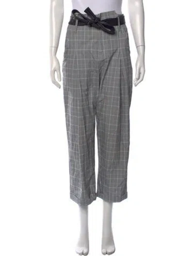 Pre-owned Marissa Webb Plaid Print Wide Leg Pants In Grey