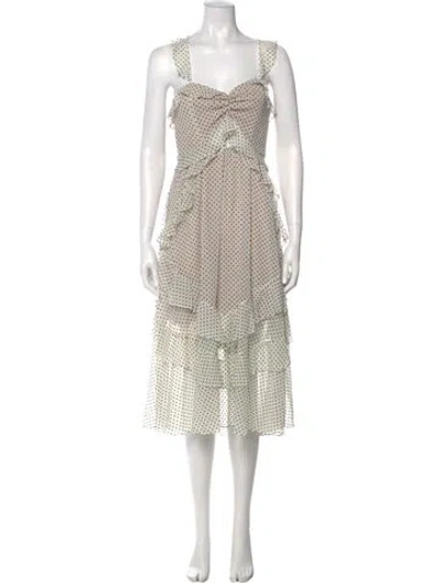 Pre-owned Marissa Webb Polka Dot Print Midi Length Dress W/ Tags In White