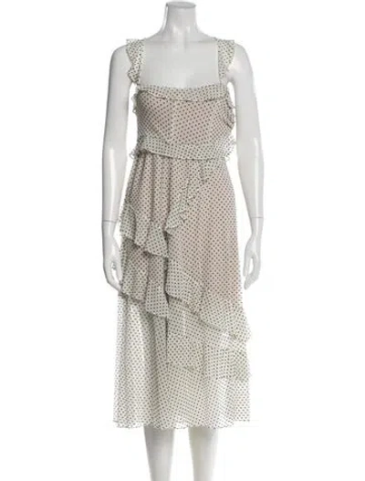 Pre-owned Marissa Webb Polka Dot Print Midi Length Dress In White