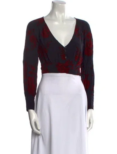 Pre-owned Marissa Webb Printed V-neck Crop Top In Multi