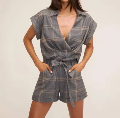 Marissa Webb Rowe Lightweight Flannel Drop Shirt In Fog Grey Plaid