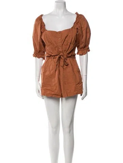 Pre-owned Marissa Webb Scoop Neck Romper In Brown