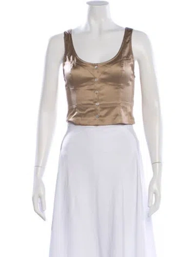 Pre-owned Marissa Webb Scoop Neck Sleeveless Crop Top In Neutral