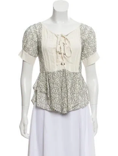 Pre-owned Marissa Webb Short Sleeve Lace Top In White