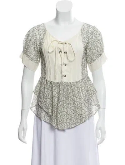 Pre-owned Marissa Webb Short Sleeve Lace Top In White